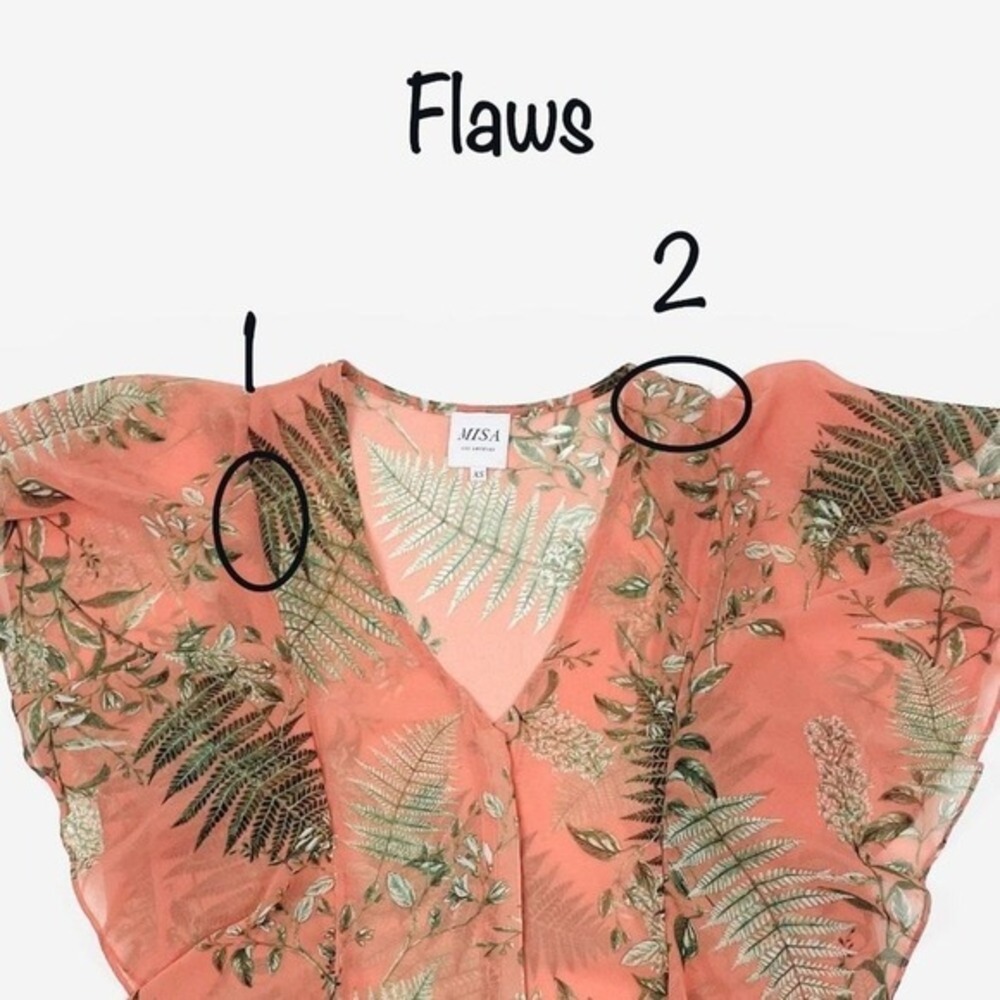 MISA Los Angeles Botanical Print Blouse Size XS Pink Boho Romantic Fairy‎ Summer - Picture 10 of 14